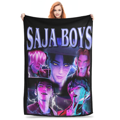 Huntrix Zoey Rumi Mira Blanket Cover Flannel KPop Demon Hunters Lightweight Throw Blankets for Outdoor Travel Bed Rug