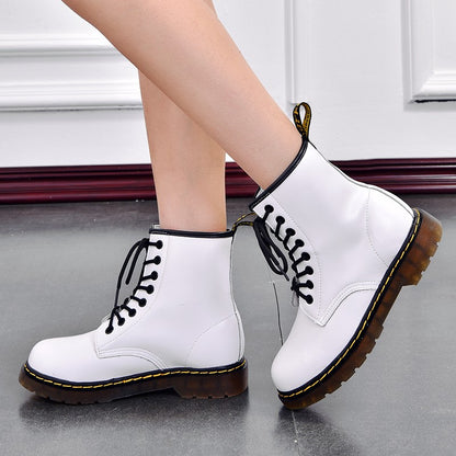 Men Genuine Leather Classic Six Hole Boots Fashion British Style Riding Short Ankle Boots Outdoor Boots Size 35-48 Women's Boot