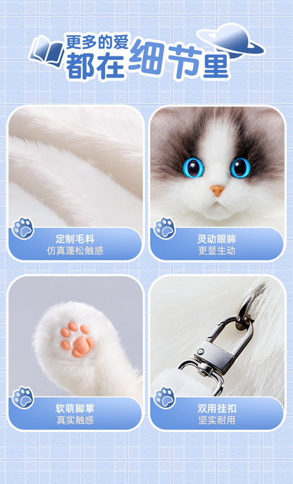 Mochila de Gato de Pelúcia Super Realista Bolsa de Compras para Viagem Bolsa Escolar de Gato de Desenho Animado Bonito Bolsa de Pelúcia Presente para Meninas