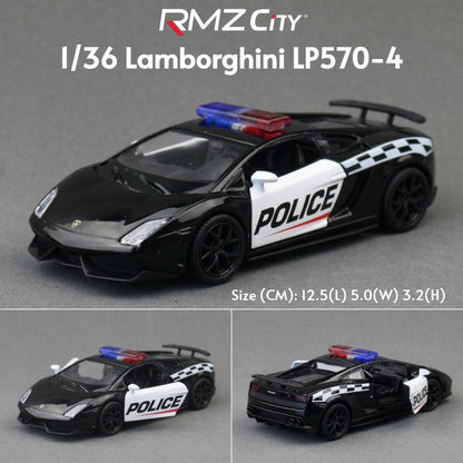 1/36 Lamborghini Super Sport Miniatura de Carro de Brinquedo para Crianças RMZ CiTY Diecast Metal Carrinho de Fricção para Coleção Presente Meninos