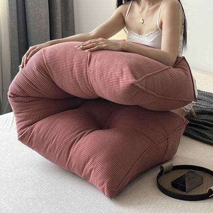 Casual Striped Wedge Floor Pillow Cushion with Side Storage Soft Fluffy Back Support Zippered Cover Hand Wash Gifts for Family