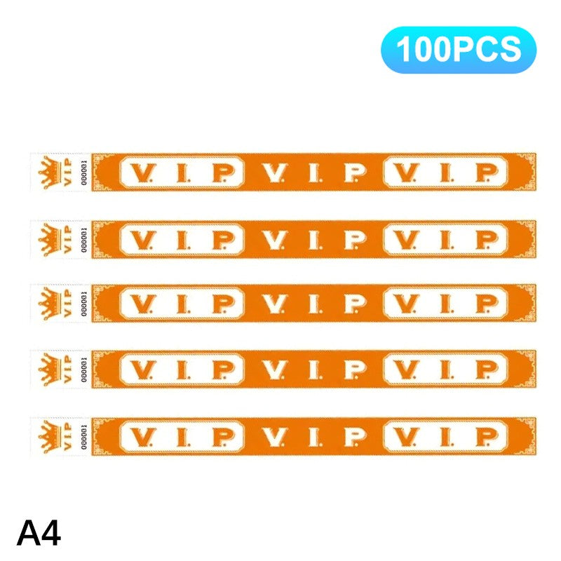 100pcs VIP Neon Paper Bracelets Fluorescent Waterproof Disposable Bracelets Tamper-Proof For Parties, Music Festivals & Events