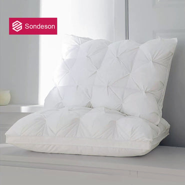 Sondeson Luxury White 100% Goose Down Pillow Down-proof King Queen 100% Cotton Bedding 3D Style Rectangle Pillows For Sleep Gift