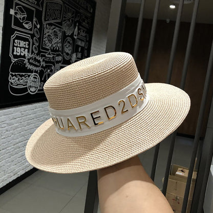 Bucket hat letters summer ladies bucket hat sun hat ladies straw hat fedora hat European men and women hat letters