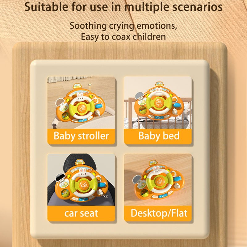 Brinquedo de volante para bebê, educação infantil, brinquedos de direção simulados, luz e música, educativos para bebês, reboque de berço, brinquedos suspensos