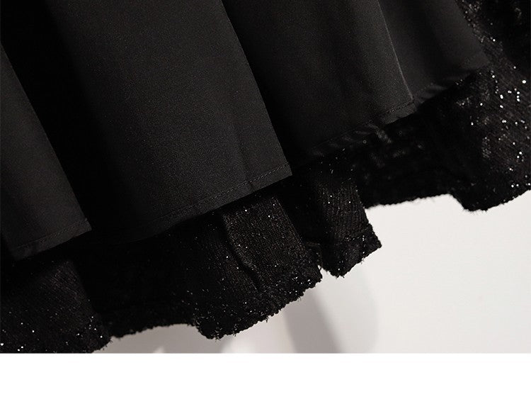 plus Size Women's High Waist A-Line Long Skirt Casual Versatile Glitter Wool Blend f Body Skirt for Full Figured Ladies