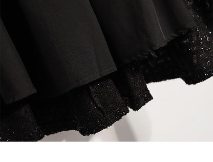 plus Size Women's High Waist A-Line Long Skirt Casual Versatile Glitter Wool Blend f Body Skirt for Full Figured Ladies