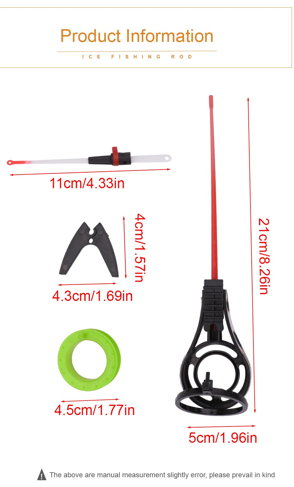 Cana de Pesca de Gelo FTK Mini Portátil de Inverno Haste de Plástico ABS Destacável Impermeável Ponta de Reposição da Haste