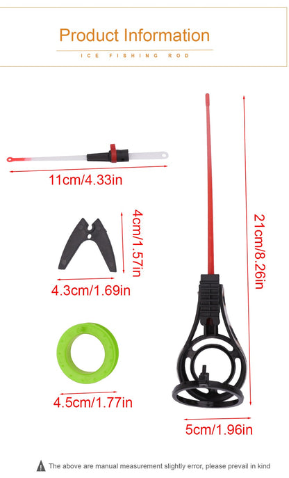Cana de Pesca de Gelo FTK Mini Portátil de Inverno Haste de Plástico ABS Destacável Impermeável Ponta de Reposição da Haste