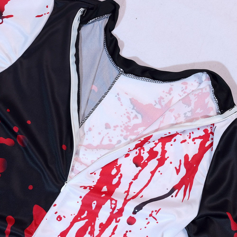 Halloween Blood Stained Broken Soul Clown Cossuit for Men and Women Black and White Splash Set Horror Movie Same Style