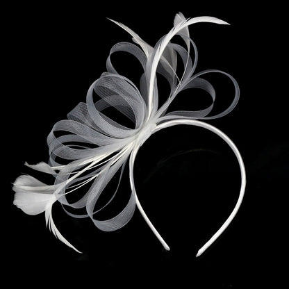 Women Chic Fascinator Hat Cocktail Wedding Party Church Headpiece Elegant Headwear Feather Hair Accessories Bride Hairpin