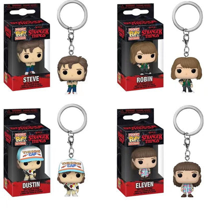 Funko POP NOVO Chegou Chaveiro ELEVEN Demogorgon DUSTIN Barb Steve Robin Chaveiro Brinquedo Boneco de Vinil Modelo Brinquedos Infantis