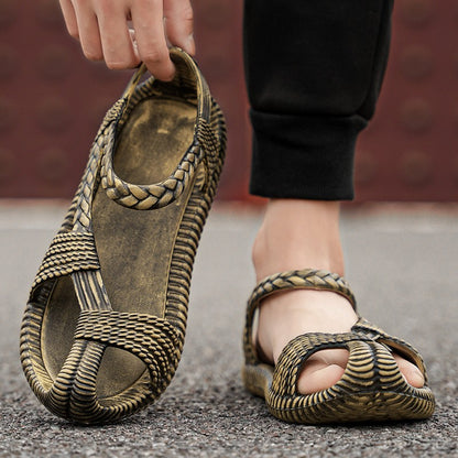 Original Summer Men's Straw Sandals Mens Casual Shoes Personality Wear-resistant Sandal for Men Outdoor Beach Flip-flop