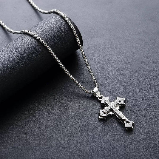 High Quality Cross Titanium Steel Non Fading Necklace Domineering and Trendy Men's hip hop Pendant Chain New Handsome Men Women