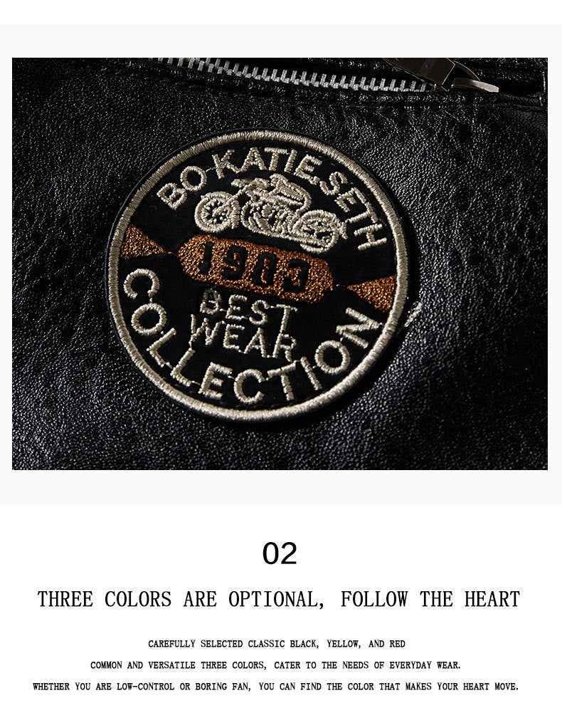 Motorcycle commuting racing suit outdoor cycling suit jacket autumn European and American tough guy lapel leather jacket