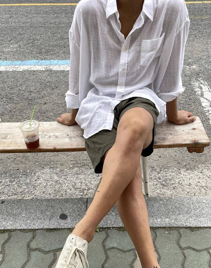 2025 European Style Premium Linen Shirt, Comfortable Men's Loose and Breathable Workwear Shirt UPF50+sun Protection