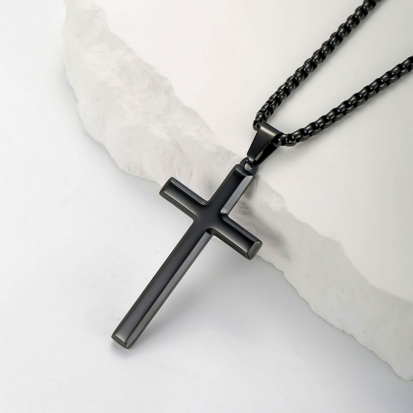 Colar Masculino Minimalista Aço Inoxidável Cruz de Jesus para Homem