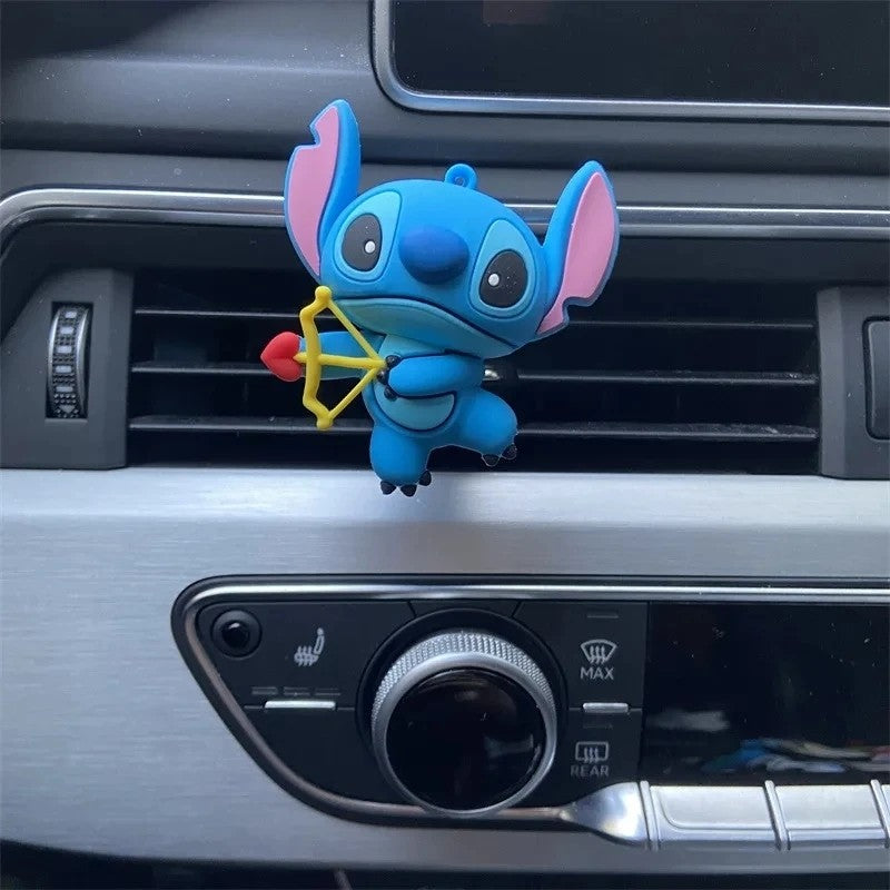 Suporte de Perfume para Carro Disney Stitch Enfeite de Carro Figura de Anime Stitch Clipe de Perfume de Carro Desenho Animado Difusor de Fragrância Brinquedo de Presente para Crianças