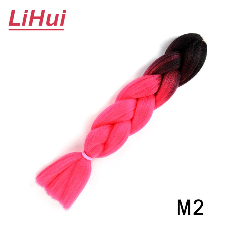 Cabelo Sintético Trança Jumbo 24 Polegadas Ombre Jumbo Extensão de Cabelo para Mulheres Tranças DIY Roxo Rosa Amarelo Cinza Lihu