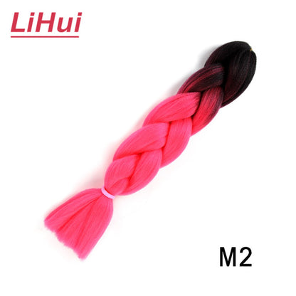 Cabelo Sintético Trança Jumbo 24 Polegadas Ombre Jumbo Extensão de Cabelo para Mulheres Tranças DIY Roxo Rosa Amarelo Cinza Lihu