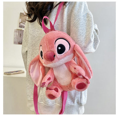 Kawaii Disney Stitch Bag Plush Backpack Bagpack Double Shoulder Crossbody Bag Storage Pouch Plushie Anime Toy Gift for Girls