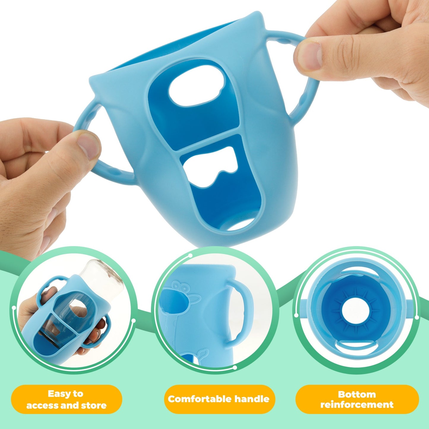 5Pcs Baby Feeding Bottle Protective Cover Silicone Baby Bottle Holder Anti Breakage Glass Bottle Silicone Sleeve for Boys Girls