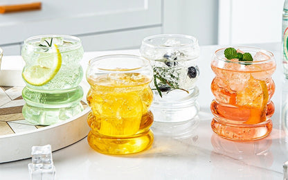 1-4PCS Creative Glass Cup Heat-resistant Tumbler Drinkware Tea Juice Milk Coffee Mug Home Water Glasses Ripple Mug 350ml