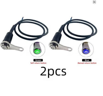 Cilindro Chave Bicicleta LED Interruptor Moto LIGA + DESLIGA Montagem no Guidão Liga de Alumínio Impermeável 12V Luz de Nevoeiro Lâmpada Buzina de Bicicleta Botão de Pressão