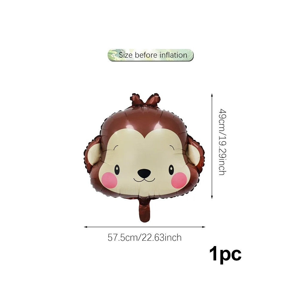 1/5pcs Animal Head Balloon Lion Monkey Tiger Zebra Giraffe Perfect for Birthday Party Decoration, Jungle Party Decoration