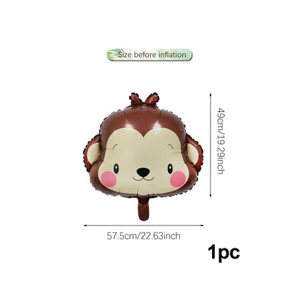 1/5pcs Animal Head Balloon Lion Monkey Tiger Zebra Giraffe Perfect for Birthday Party Decoration, Jungle Party Decoration