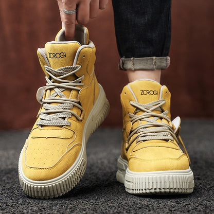 Fashion Leather Ankle Boots Men's Skate Sneakers Comforty Non Slip Wear Resistant Sole Winter Boots Preppy Street Casual Shoes