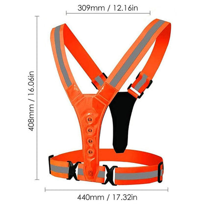 Rechargeable/Battery Adjustable Reflective Security Vests High Visibility Running Vest LED Safety Running Vest for Runners Night