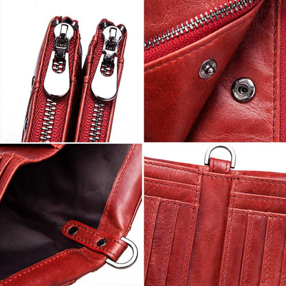 Women's Wallet Fashion Genuine Leather Short Female Purse ID Card Holder Wallets RFID Ladies Clutch With Zipper Coin Purse