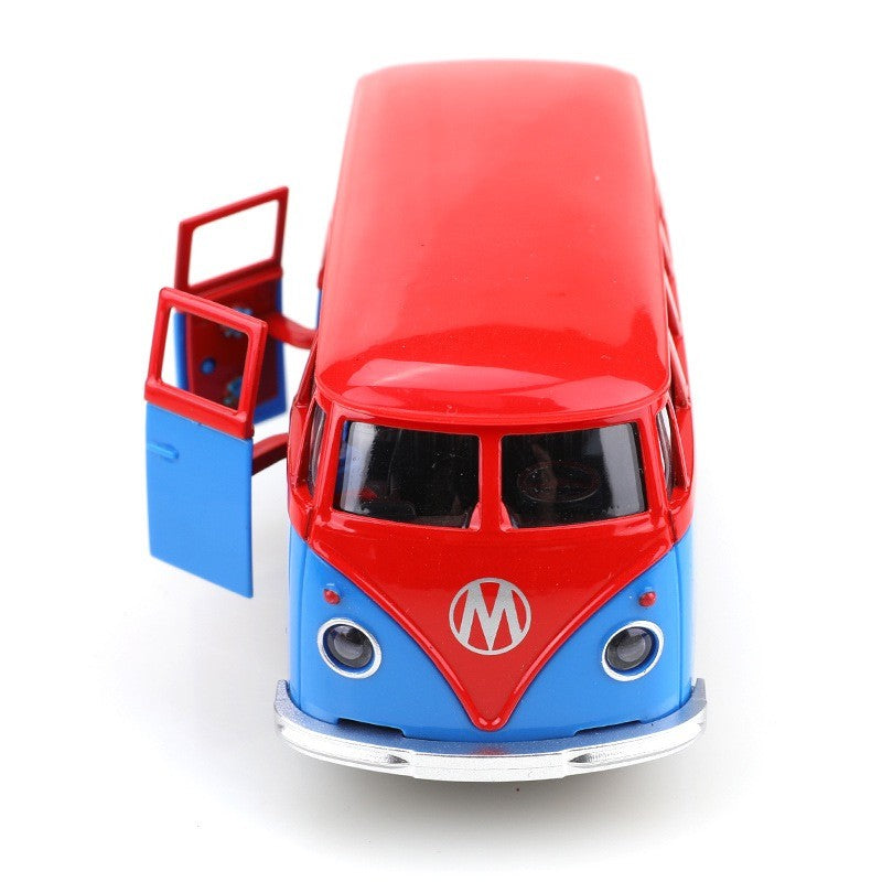 1:38 Alloy Diecast Volkswagen T1 Vintage Van Car Model Classic Pull Back Miniature Vehicle Replica For Collection Gift for Kids