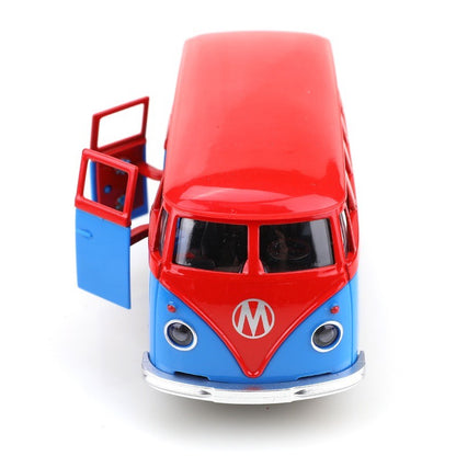 1:38 Alloy Diecast Volkswagen T1 Vintage Van Car Model Classic Pull Back Miniature Vehicle Replica For Collection Gift for Kids