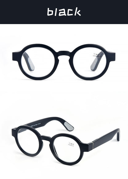 Guanhao Brand Men Reading Glasses Vintage Round Frame Clear Elderly Glasses Thick Frame Large Frame Women's Presbyopia Glasses