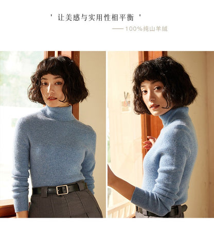 Autumn and Winter New Women's Sweater 100% Pure Cashmere High Collar Hoodie Knitted Basic Style Hot Selling Women's Top