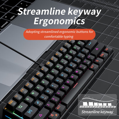Teclado Mecânico MUCAI 61 Teclas Esports Mini Portátil USB Com Fio Hot Swappable Efeito de Luz RGB Eixo Vermelho Compacto e Prático