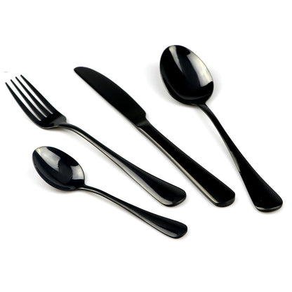 Conjunto de Louça Azul de 4 Peças com 2 Canudos de Metal Aço Inoxidável Talheres Coloridos Faca Garfo Colher de Chá Talheres de Prata