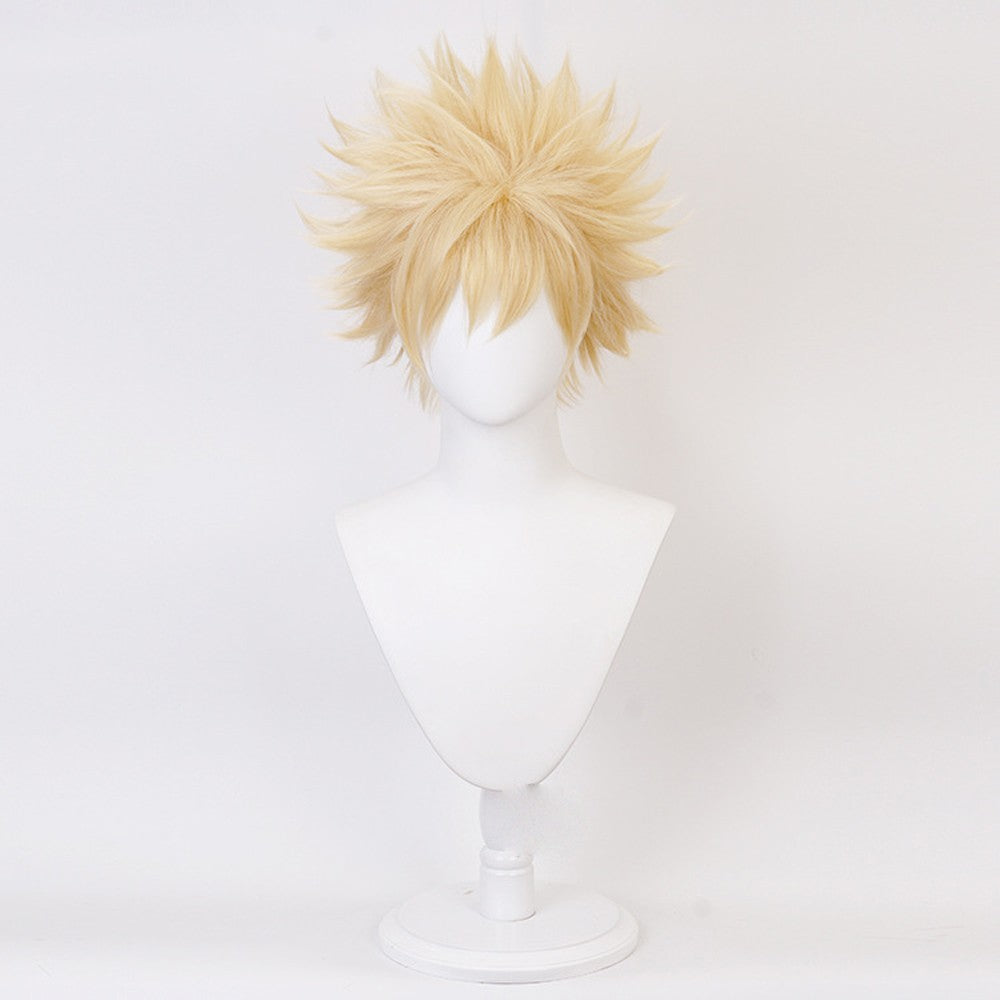 Anime My Hero Academia Bakugou Katsuki Bakugo Curto Linho Loiro Resistente ao Calor Baku no Hero Perucas de Fantasia cosplay