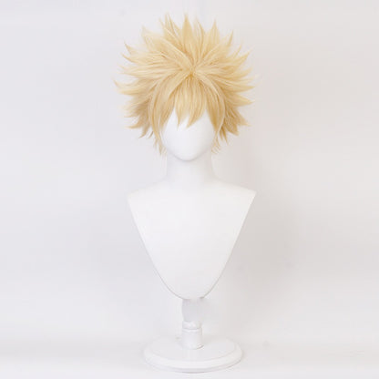Anime My Hero Academia Bakugou Katsuki Bakugo Curto Linho Loiro Resistente ao Calor Baku no Hero Perucas de Fantasia cosplay