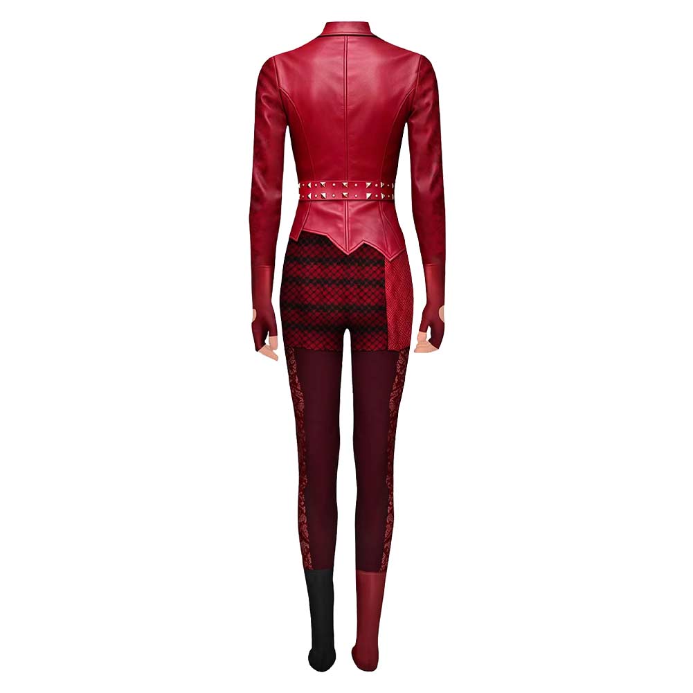 Descendants 2026 Fantasia Red Cosplay Jumpsuit Costume Evie Women Top Pants Gloves Disfraz Outfits Halloween Carnival Party Suit