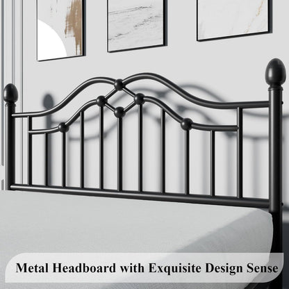 Estrutura de Cama de Casal de Metal com Cabeceira e Peseira, Estrutura de Cama Plataforma Moderna de Ferro Suporta até 544 kg, Armazenamento Embaixo da Cama, Sem