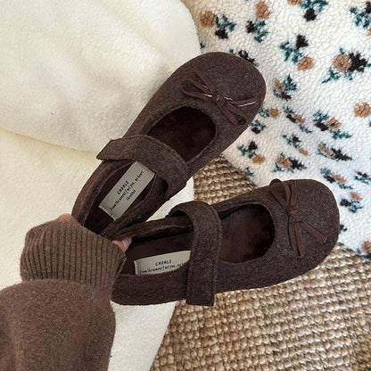 Autumn Woolen Fabric Women Flats Shoes Fashion Shoes Ladies Comfort Outdoor Warm Cotton Fur Shoes