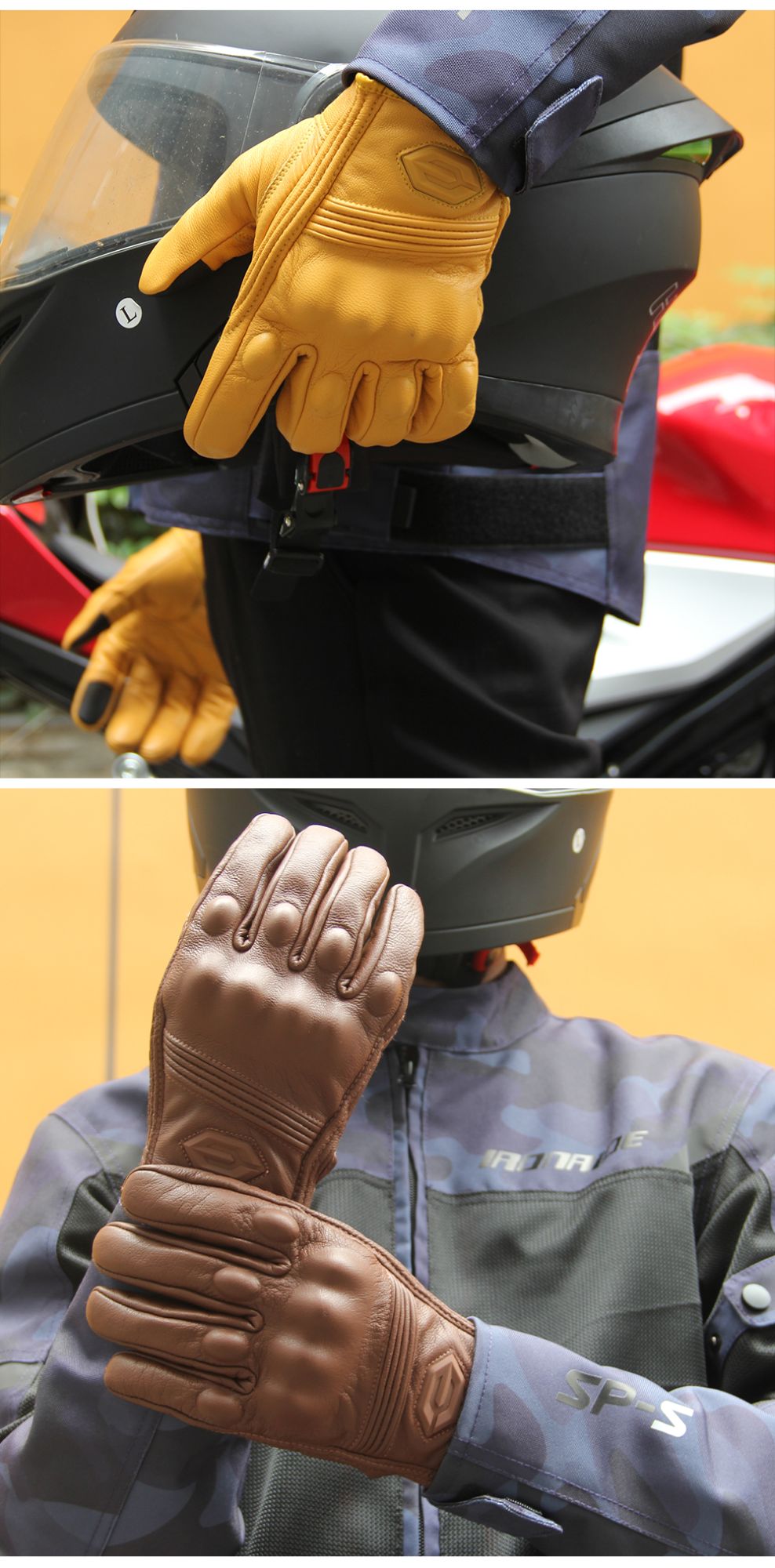 Luvas de Moto de Couro à Prova de Vento Quentes de Inverno Masculinas Antiderrapantes Luvas de Motocross com Tela Sensível ao Toque Luvas de Moto