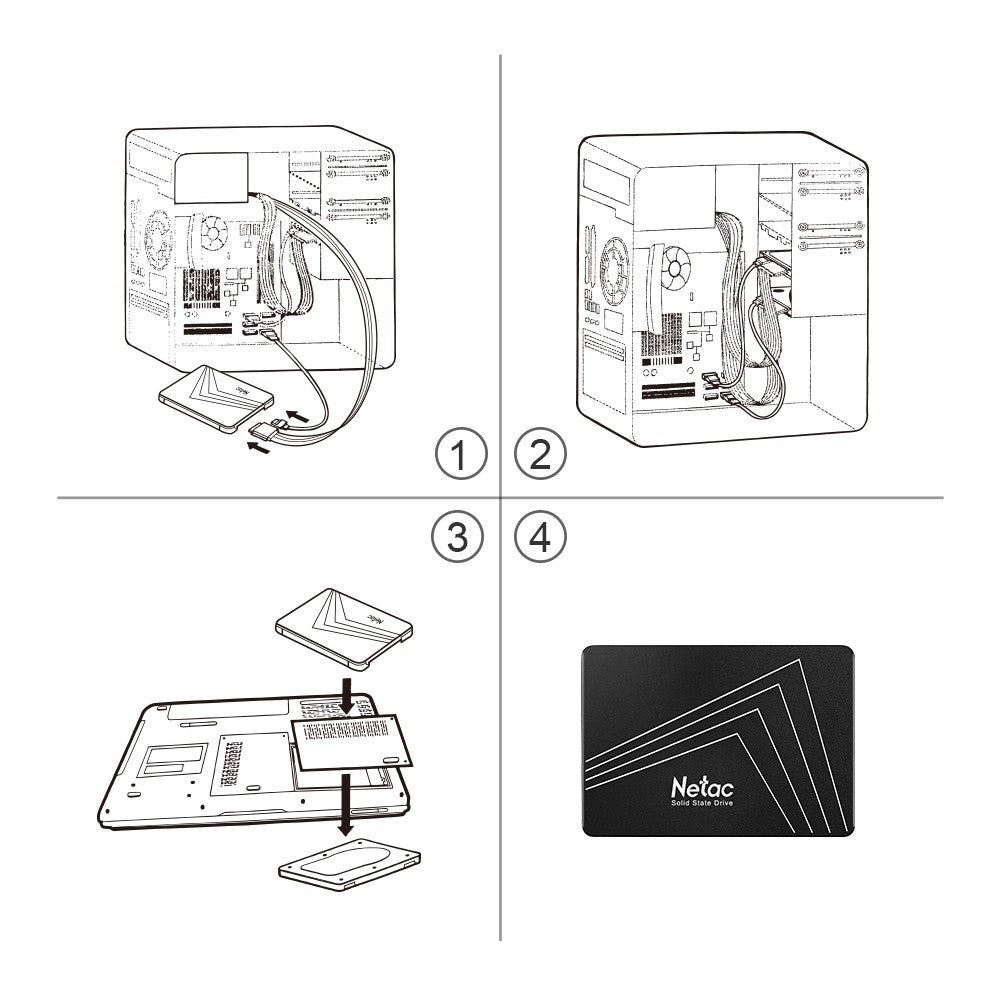 SSD SATA Netac 2 TB 4 TB 1 TB 128 GB SSD 480 GB 512 GB 256 GB HD SSD Disco Rígido Hdd Unidade de Estado Sólido Interna para laptop