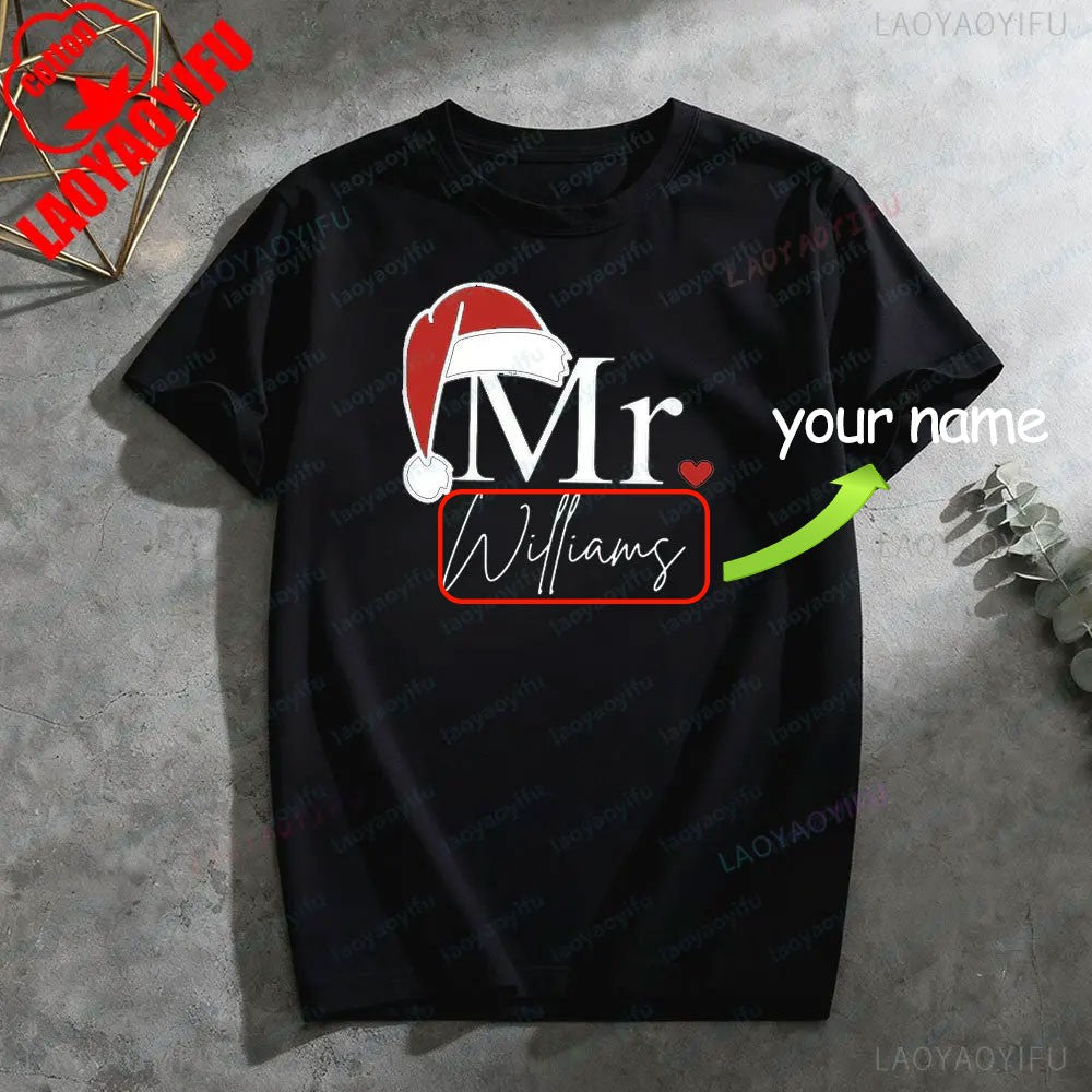 Matching Mr & Mrs Christmas Shirts Personalized Holiday Couple Tees Christmas Couple Costumes Merry Christmas Men Women Tshirt