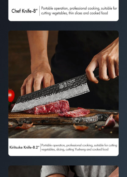 F.YOUNG Faca de Chef Japonesa Forjada à Mão Aço Damasco Facas de Cozinha Fatiar Legumes Carne Sashimi Utensílios de Cozinha