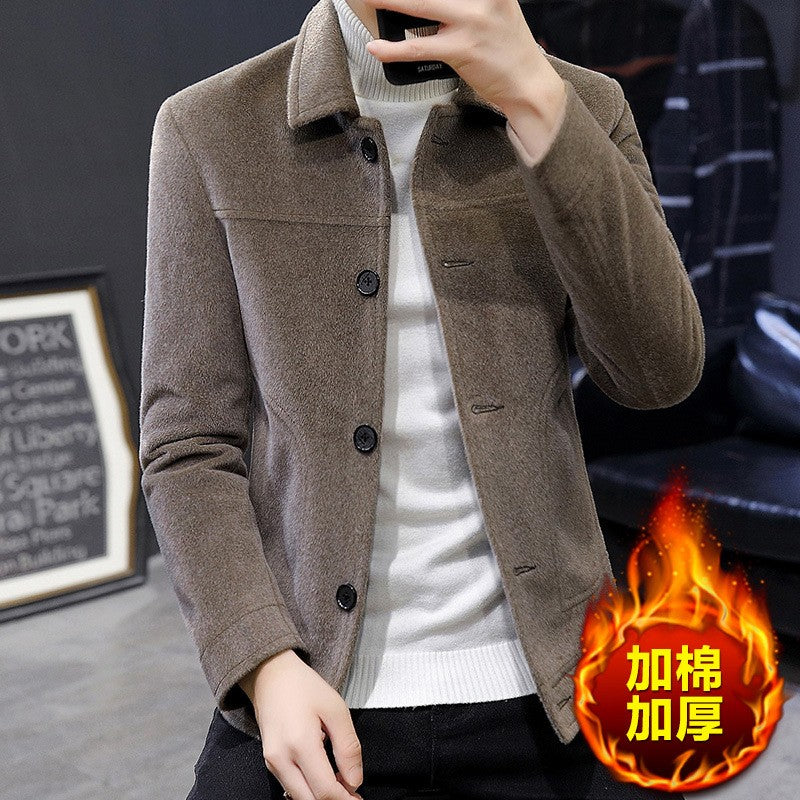 Autumn Winter Short Woolen Coat Merino Wool Men Korean Mink Imitation Jacket Trendy Heavy Clothes Mens Overcoat Heren Jas