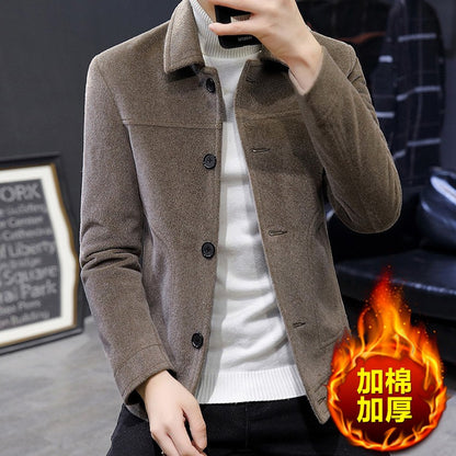 Autumn Winter Short Woolen Coat Merino Wool Men Korean Mink Imitation Jacket Trendy Heavy Clothes Mens Overcoat Heren Jas